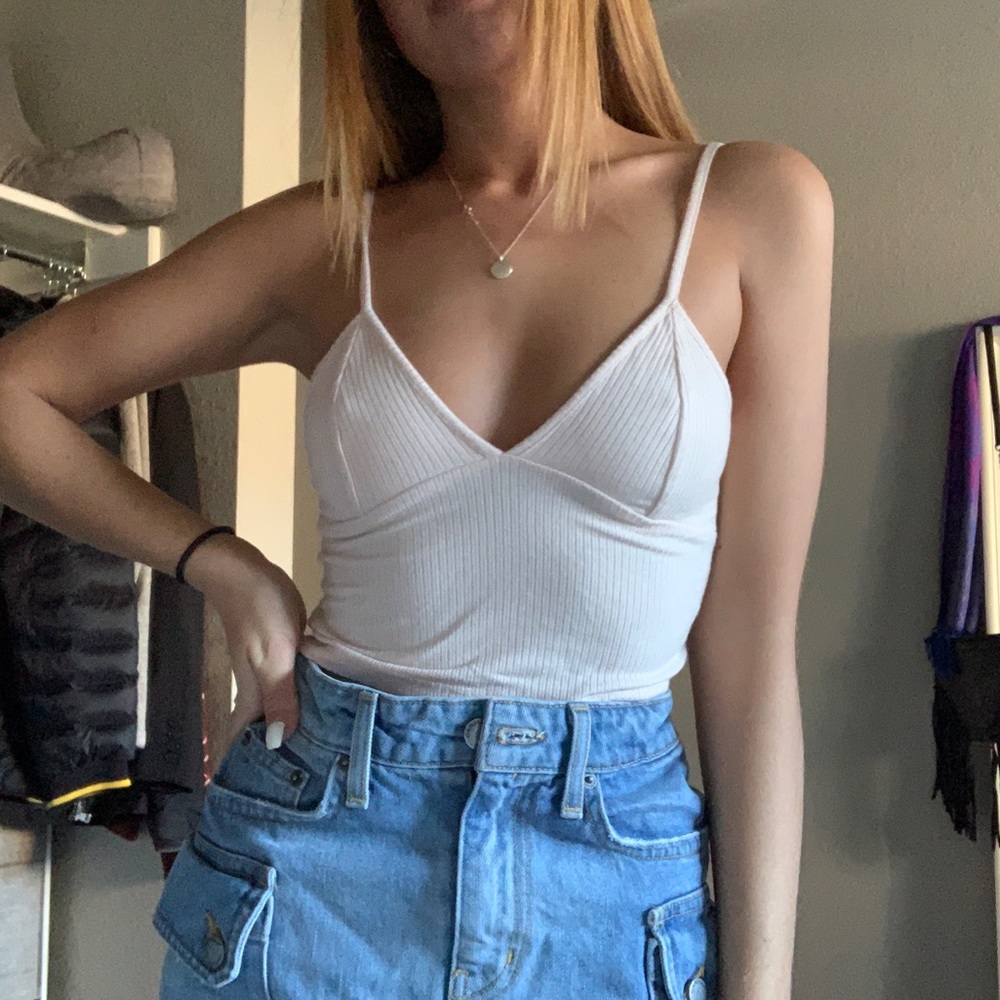 Baby Pink Emma & Sam Ribbed LF V-Neck Tank